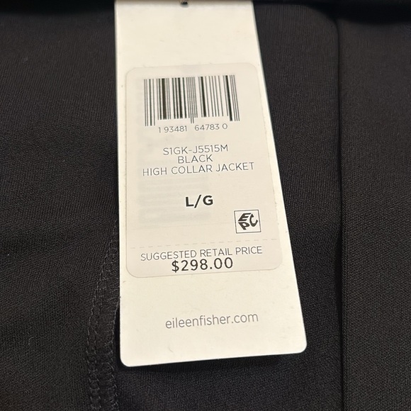 Eileen Fisher 100% Silk Black High Collar Women’s Jacket Sz.L - Picture 6 of 8